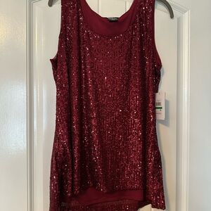 DKNY Red Sequin Tank Top